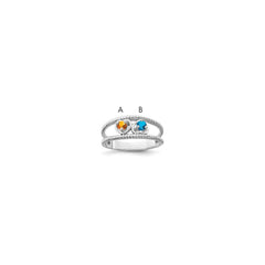 Sterling Silver Rhodium-plated Synthetic Family Jewelry Ring - 52