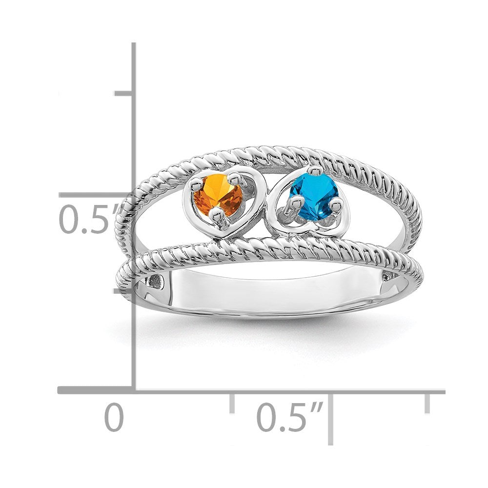 Sterling Silver Rhodium-plated Synthetic Family Jewelry Ring - 52