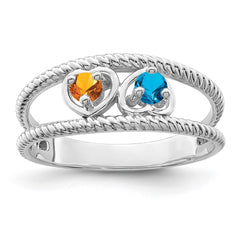 Sterling Silver Rhodium-plated Synthetic Family Jewelry Ring - 52