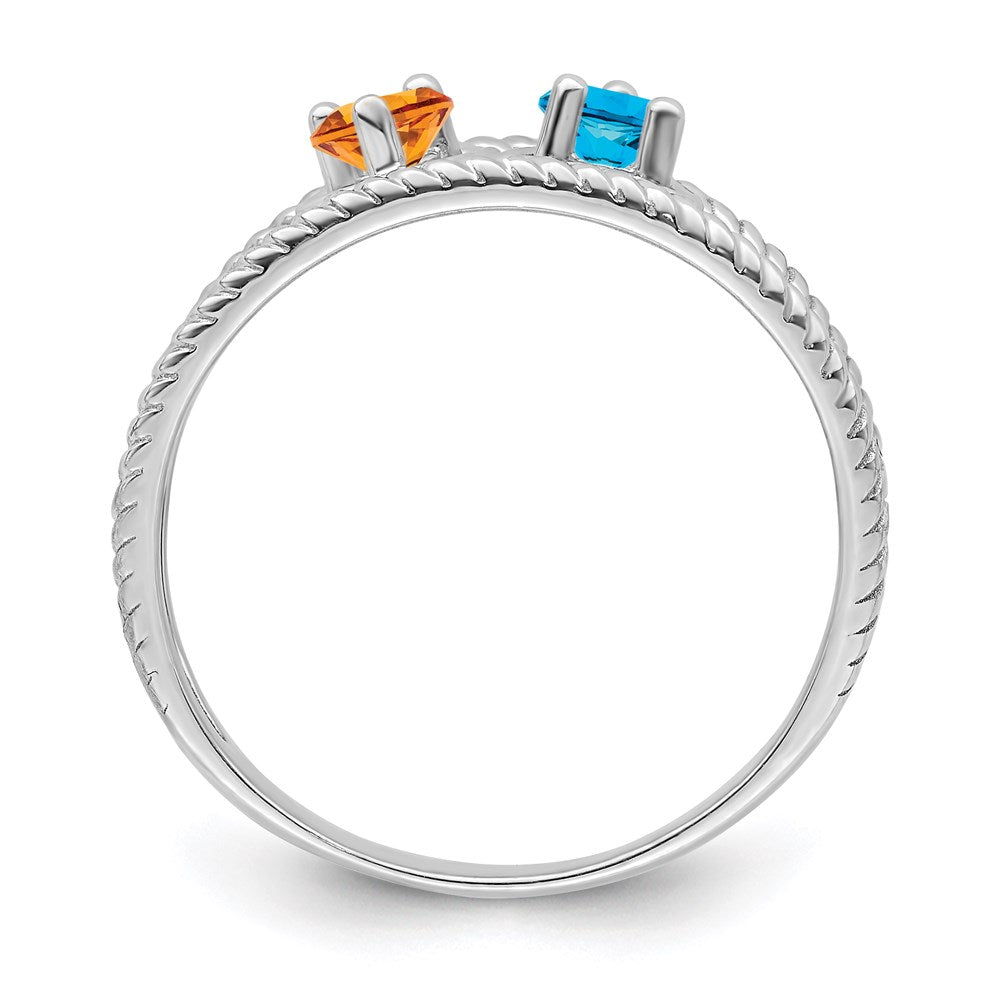 Sterling Silver Rhodium-plated Synthetic Family Jewelry Ring - 54