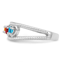 Sterling Silver Rhodium-plated Synthetic Family Jewelry Ring - 48