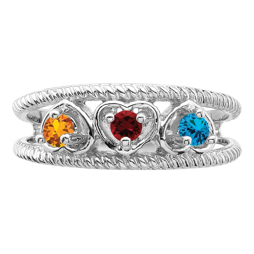 Sterling Silver Rhodium-plated Synthetic Family Jewelry Ring - 49