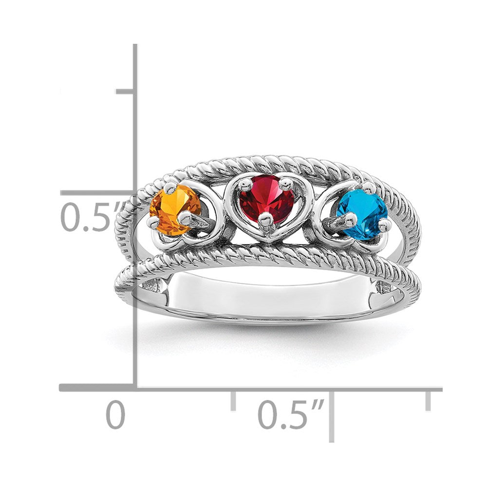 Sterling Silver Rhodium-plated Synthetic Family Jewelry Ring - 49