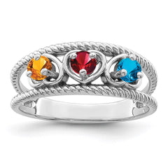 Sterling Silver Rhodium-plated Synthetic Family Jewelry Ring - 55