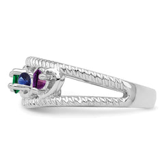 Sterling Silver Rhodium-plated Synthetic Family Jewelry Ring - 50