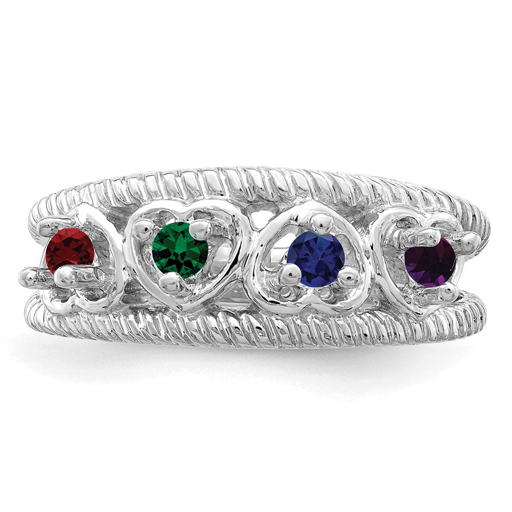 Sterling Silver Rhodium-plated Synthetic Family Jewelry Ring - 53