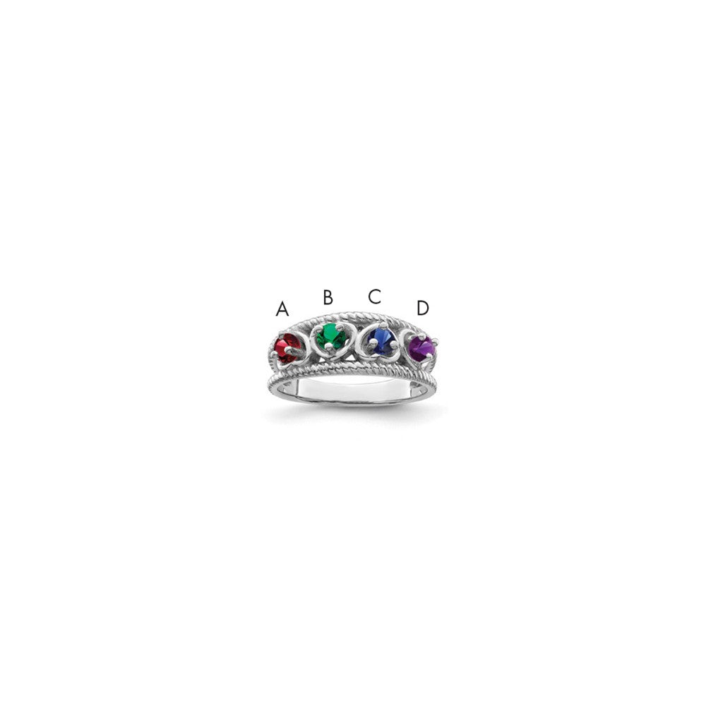 Sterling Silver Rhodium-plated Synthetic Family Jewelry Ring - 53
