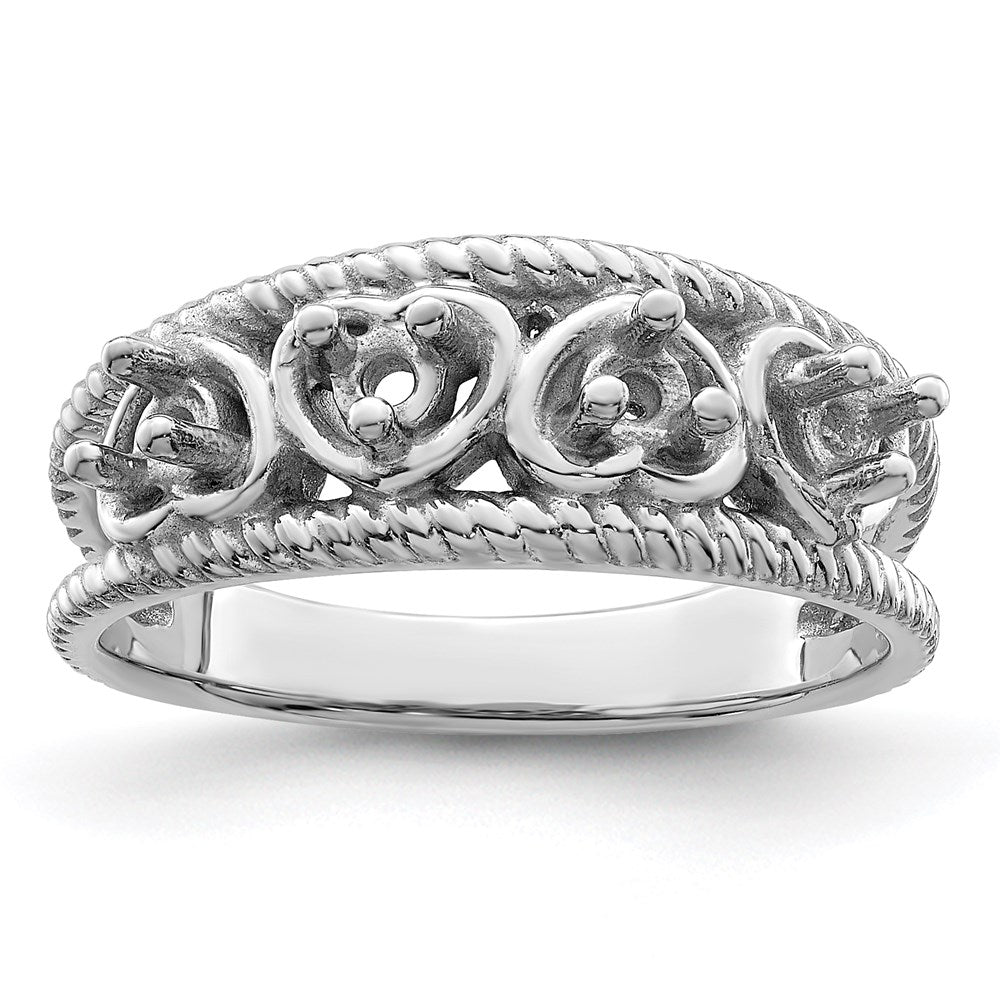Sterling Silver Rhodium-plated Synthetic Family Jewelry Ring - 53