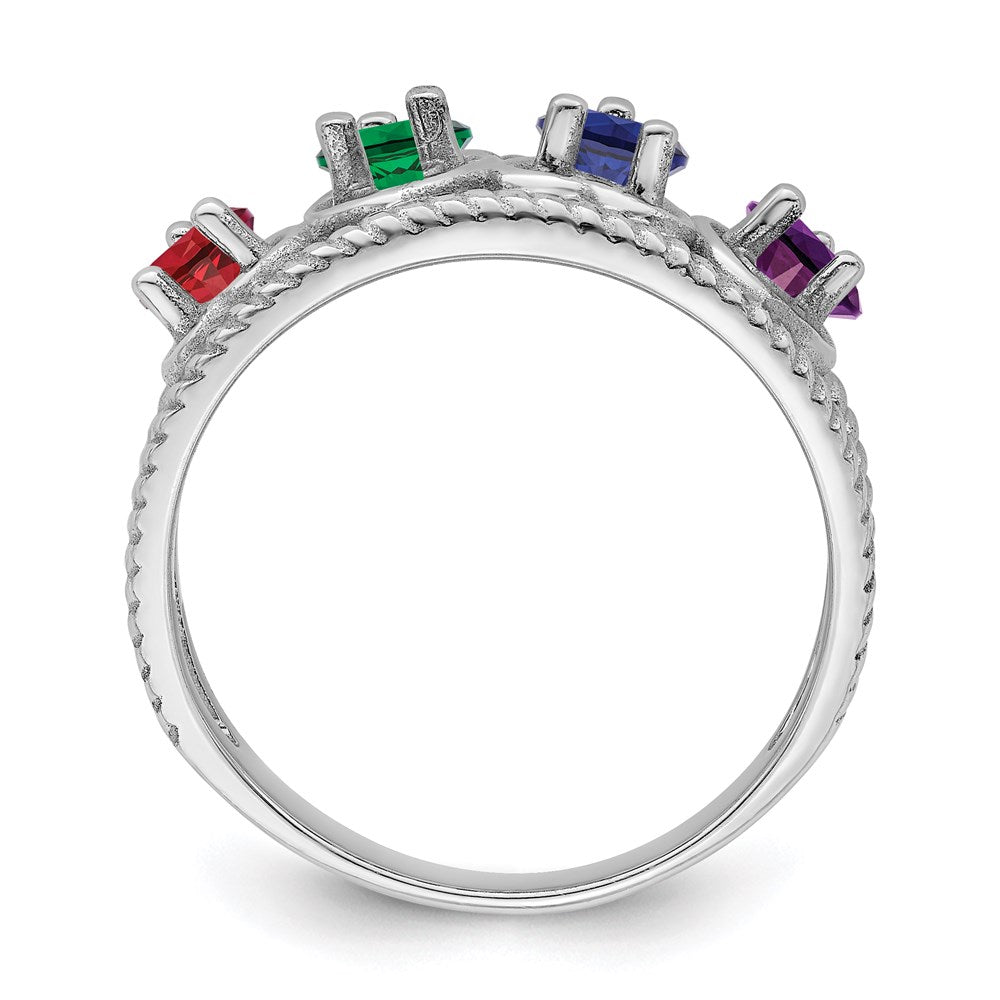 Sterling Silver Rhodium-plated Synthetic Family Jewelry Ring - 53