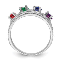 Sterling Silver Rhodium-plated Synthetic Family Jewelry Ring - 53