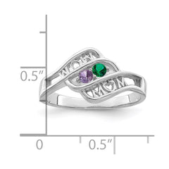 Sterling Silver Rhodium-plated Synthetic Family Jewelry Ring - 63