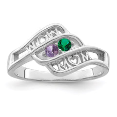 Sterling Silver Rhodium-plated Synthetic Family Jewelry Ring - 65