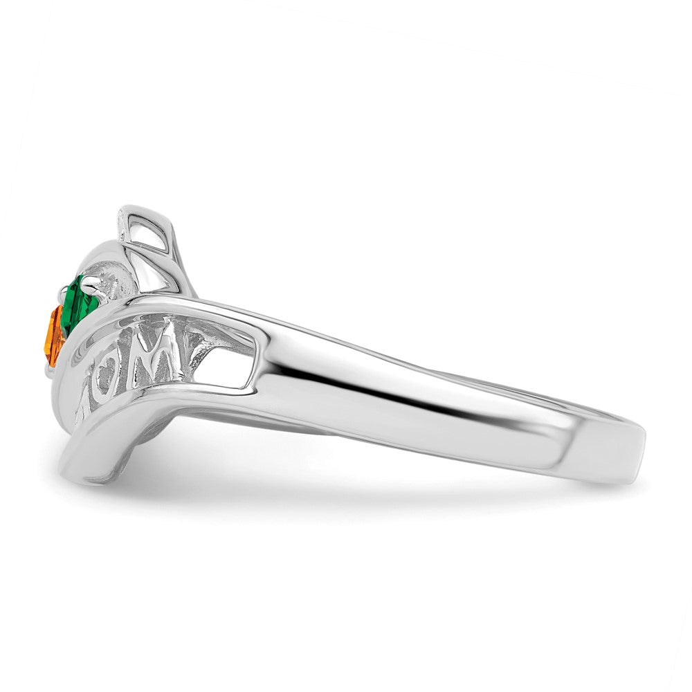 14k White Gold Synthetic Family Jewelry Ring - 59
