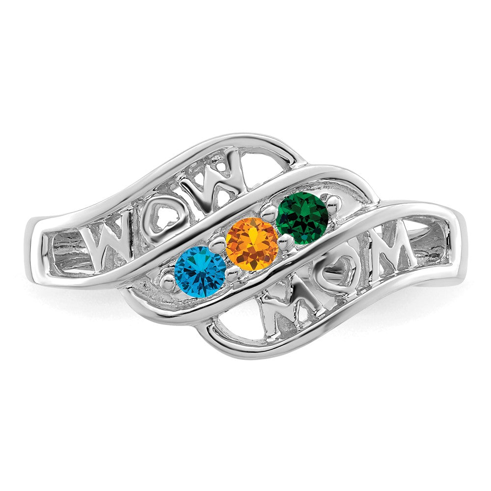 Sterling Silver Rhodium-plated Synthetic Family Jewelry Ring - 72