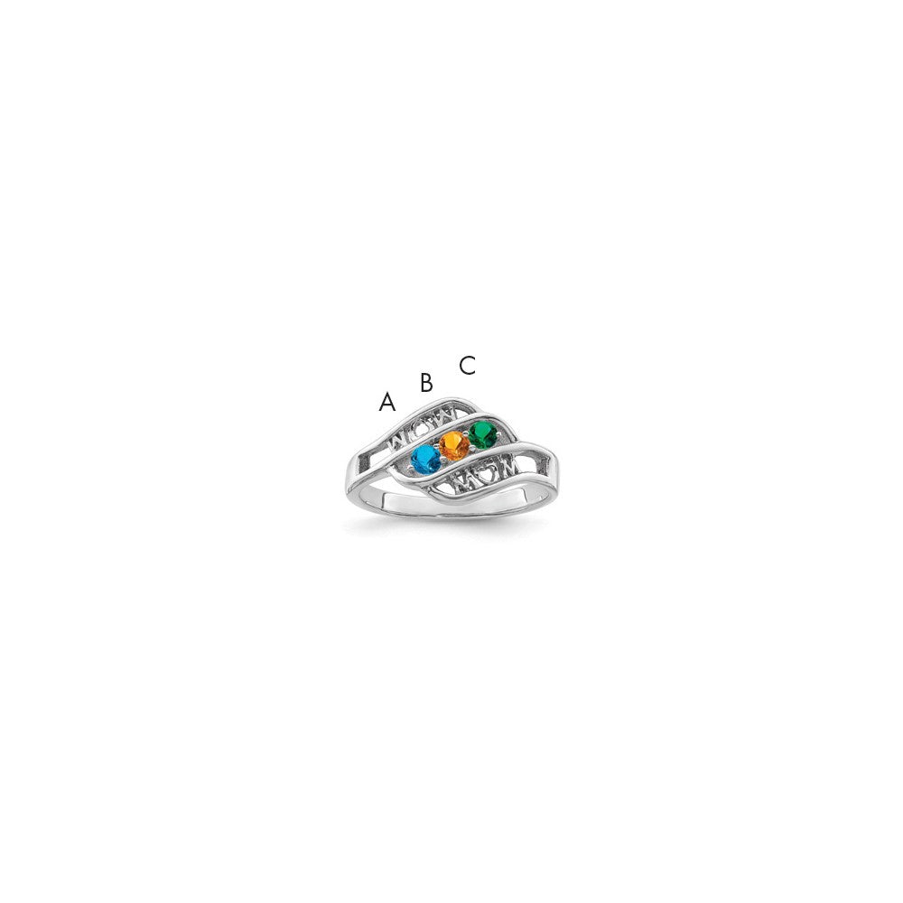 14k White Gold Synthetic Family Jewelry Ring - 59
