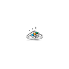 14k White Gold Synthetic Family Jewelry Ring - 59