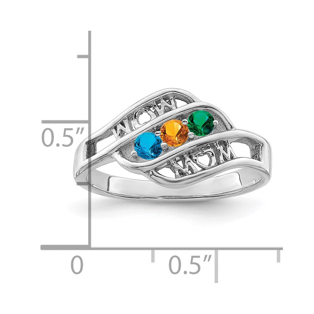 14k White Gold Synthetic Family Jewelry Ring - 59