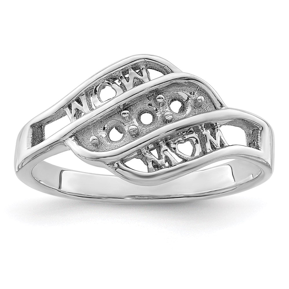 14k White Gold Synthetic Family Jewelry Ring - 59