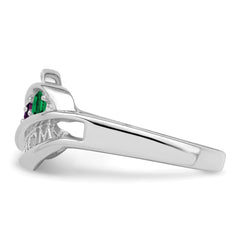 14k White Gold Genuine Family Jewelry Ring - 18