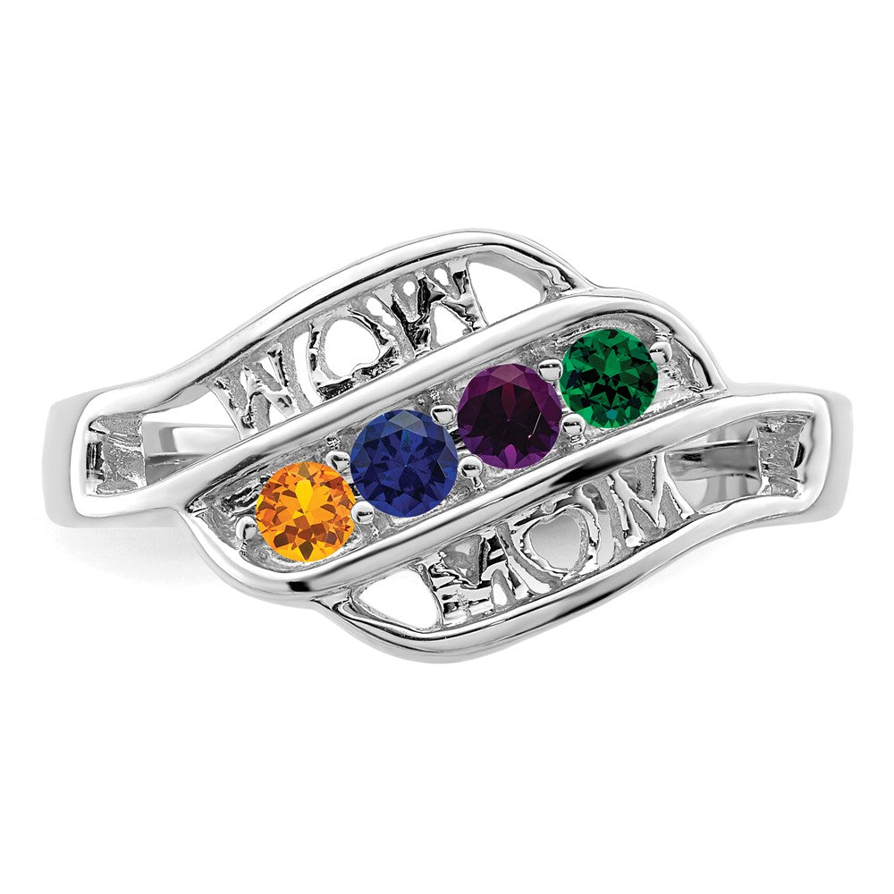 14k White Gold Genuine Family Jewelry Ring - 18