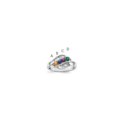 Sterling Silver Rhodium-plated Synthetic Family Jewelry Ring - 73