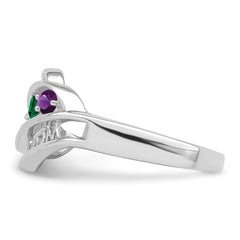 Sterling Silver Rhodium-plated Synthetic Family Jewelry Ring - 75