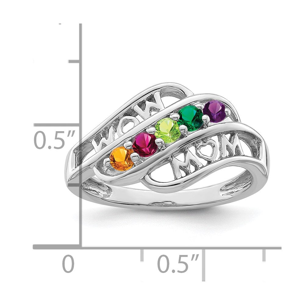 Sterling Silver Rhodium-plated Synthetic Family Jewelry Ring - 74