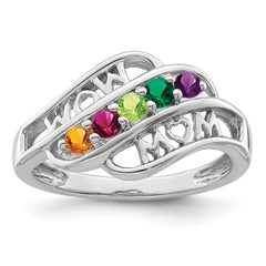 Sterling Silver Rhodium-plated Synthetic Family Jewelry Ring - 74