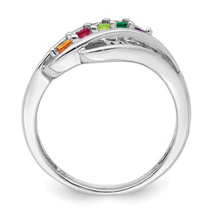 Sterling Silver Rhodium-plated Synthetic Family Jewelry Ring - 75