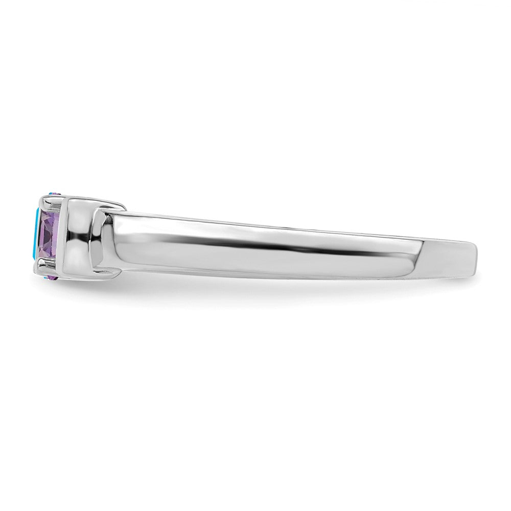 Sterling Silver Rhodium-plated Synthetic 2 Stone Mother's Ring - 59