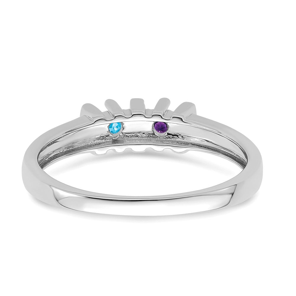 Sterling Silver Rhodium-plated Synthetic 2 Stone Mother's Ring - 112