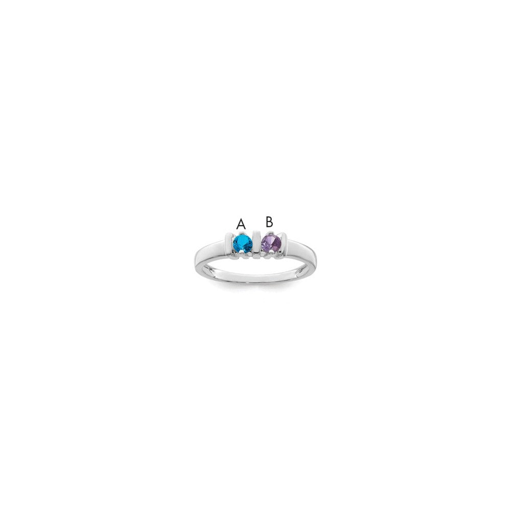 14k White Gold Synthetic Family Jewelry Ring - 5
