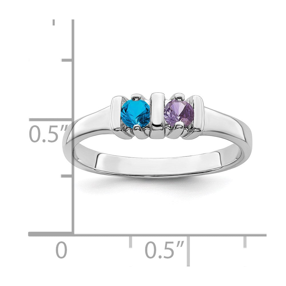 14k White Gold Synthetic Family Jewelry Ring - 5