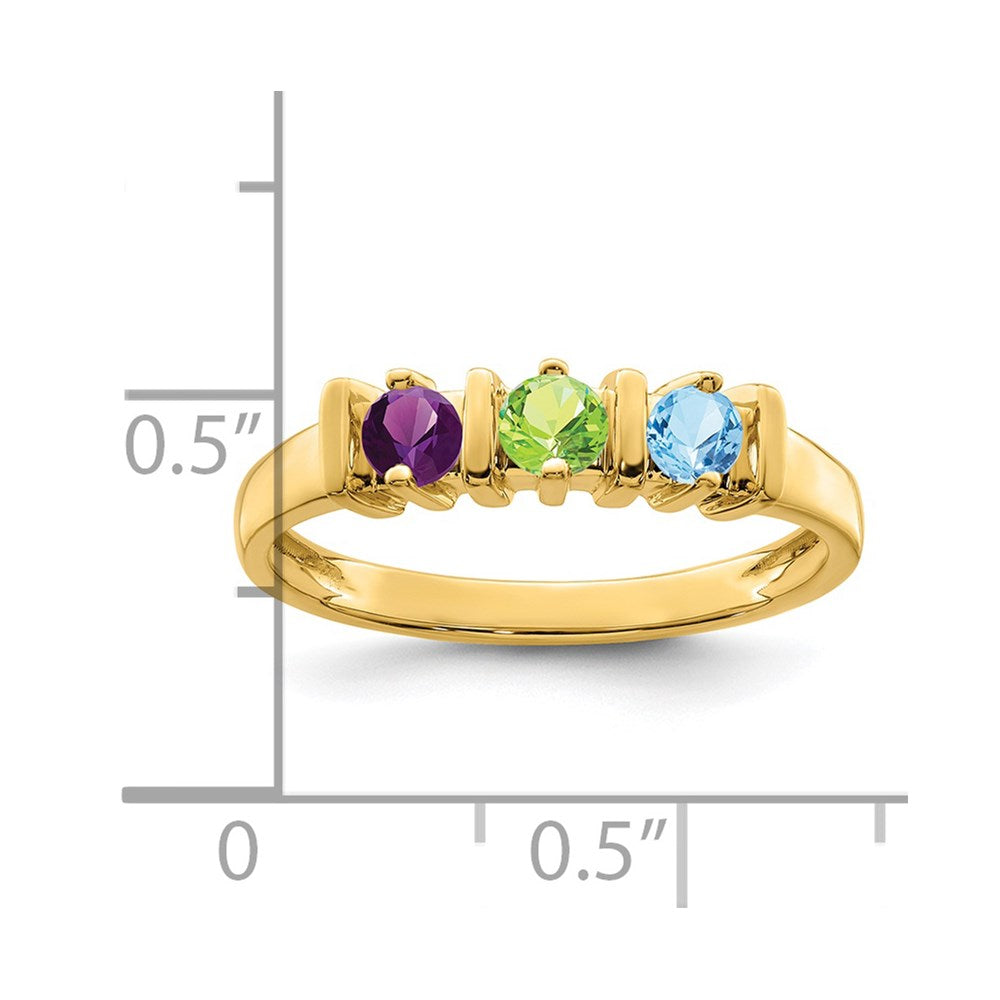 14k Genuine 3 Stone Mother's Ring