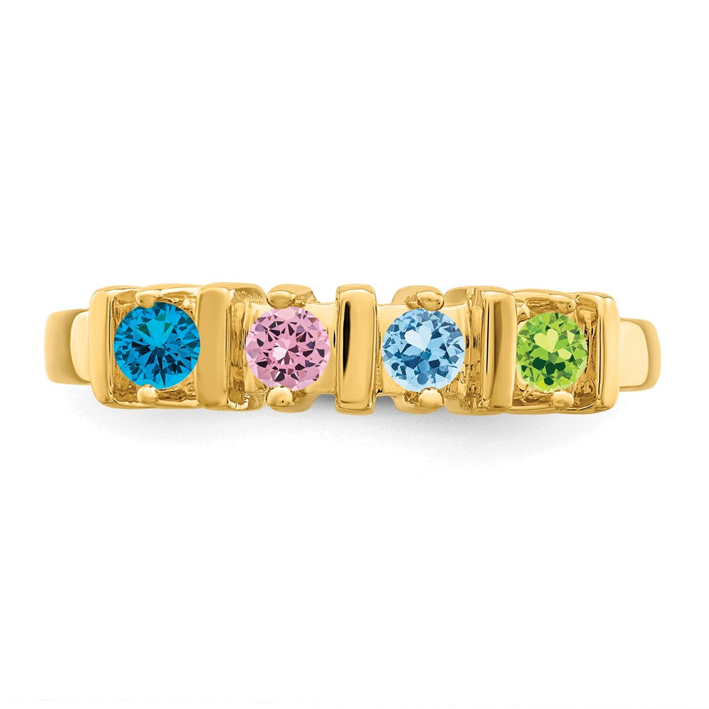 14k Genuine 4 Stone Mother's Ring - 9