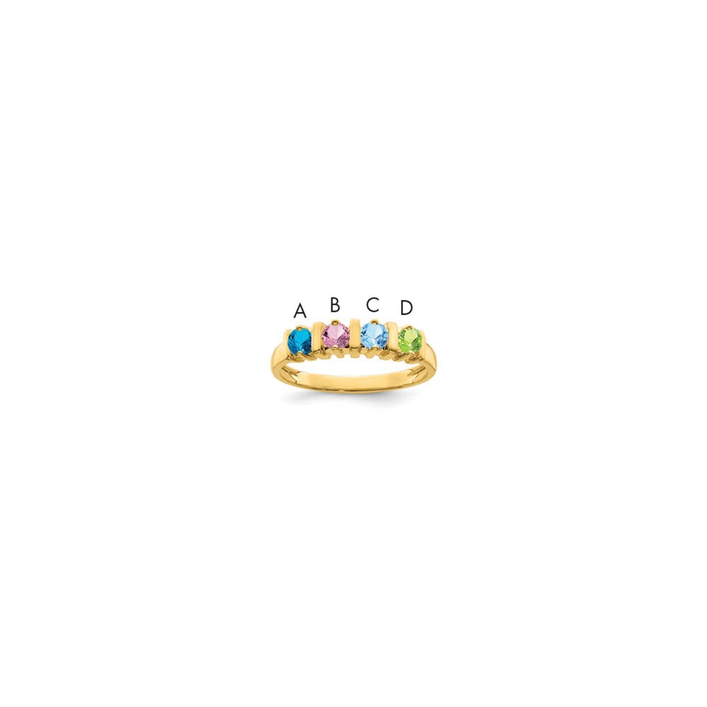 14k Genuine 4 Stone Mother's Ring - 9