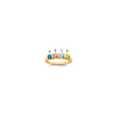 14k Genuine 4 Stone Mother's Ring - 9