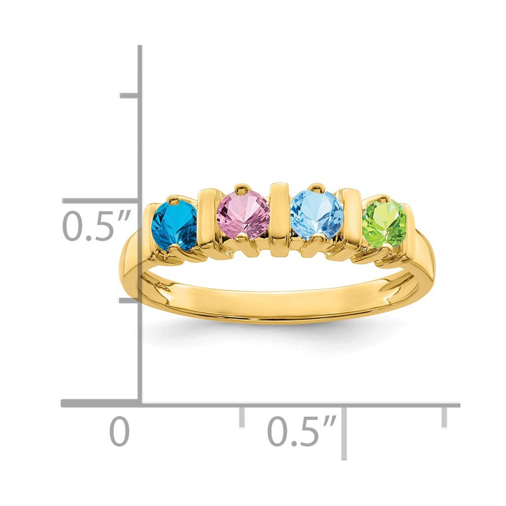 14k Genuine 4 Stone Mother's Ring - 9