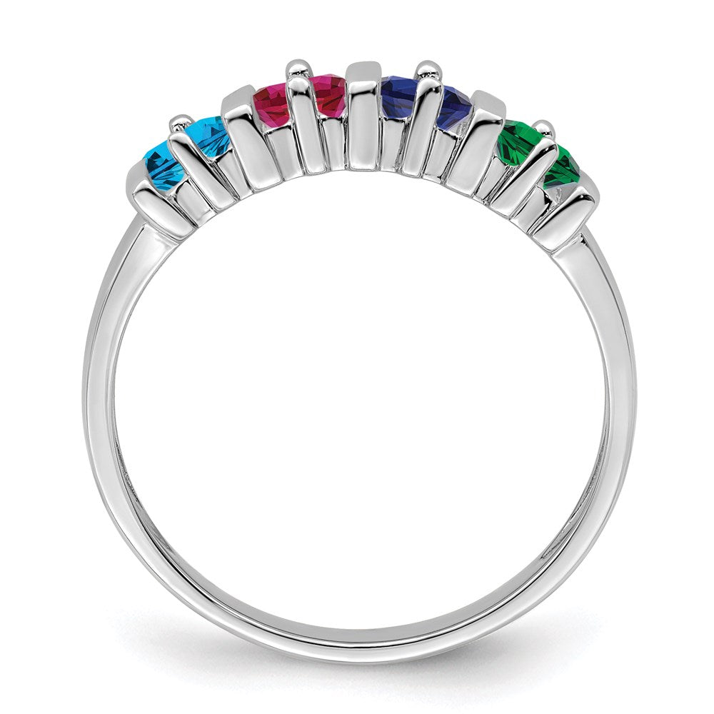 14k White Gold Synthetic Family Jewelry Ring - 44