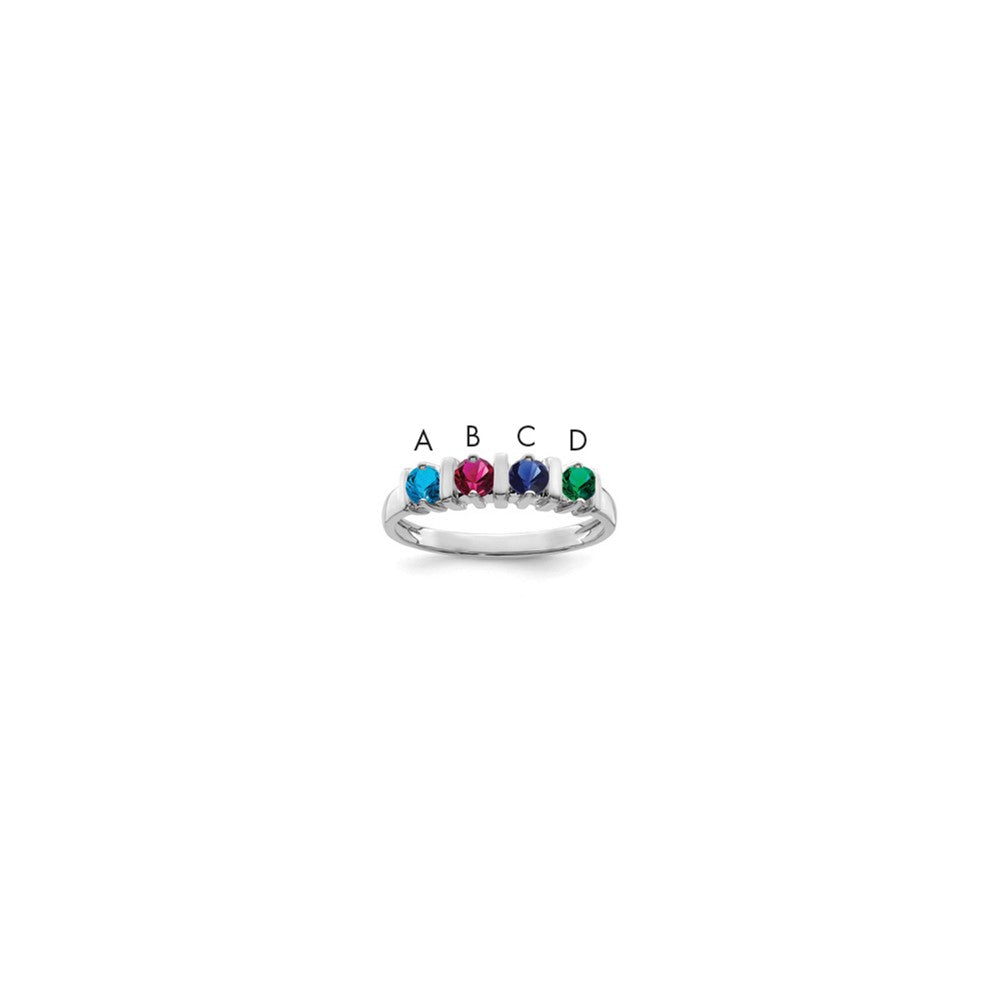 14k White Gold Synthetic Family Jewelry Ring - 44