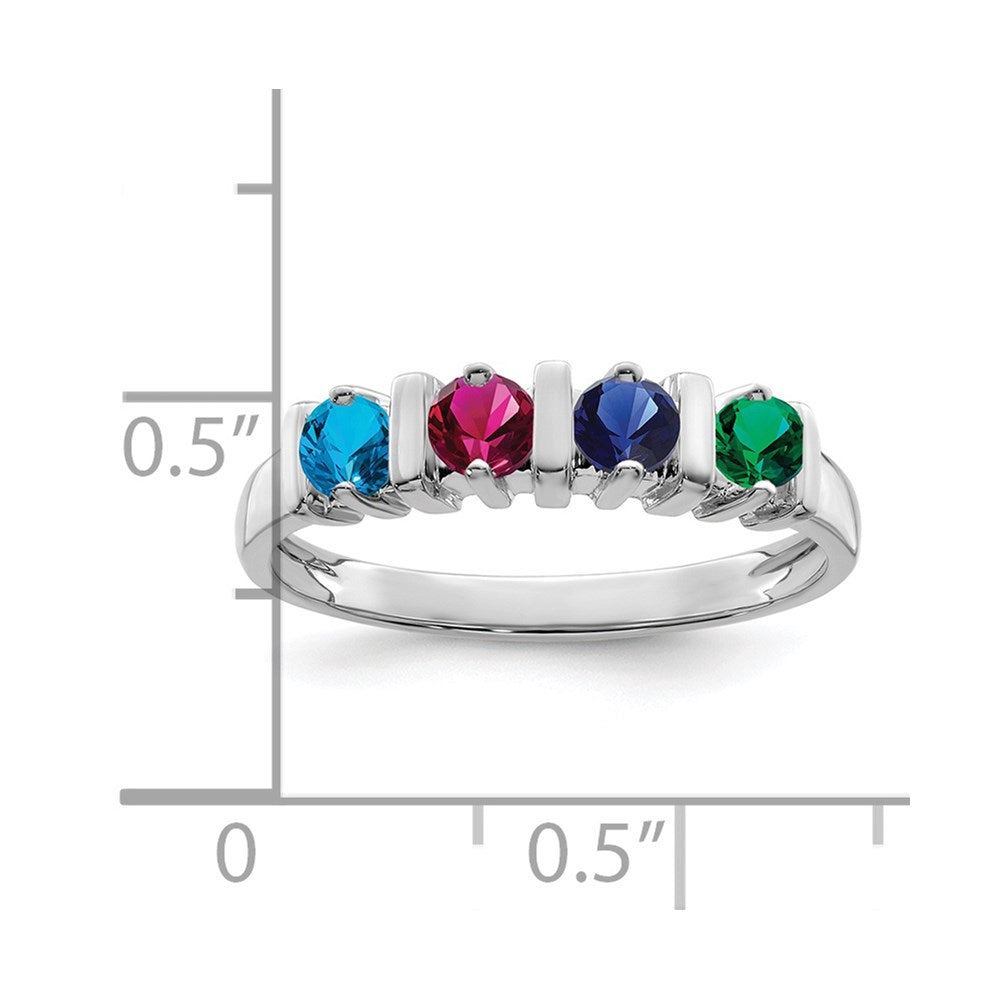 14k White Gold Synthetic Family Jewelry Ring - 44