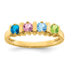 14k Genuine 4 Stone Mother's Ring - 9