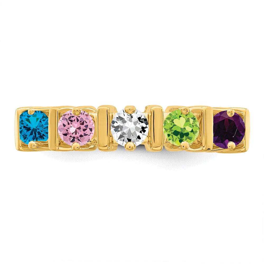 14k Genuine 5 Stone Mother's Ring - 3
