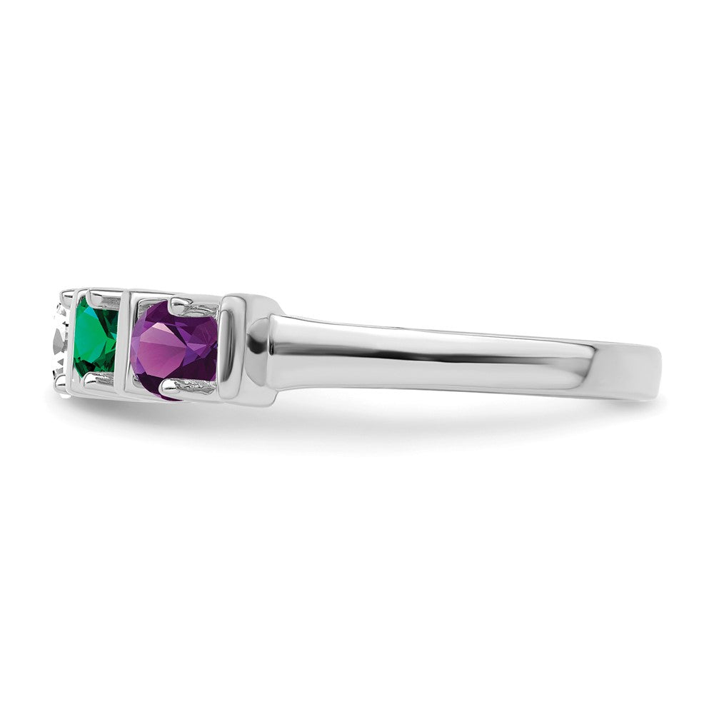 14k White Gold Genuine 5 Stone Mother's Ring - 4