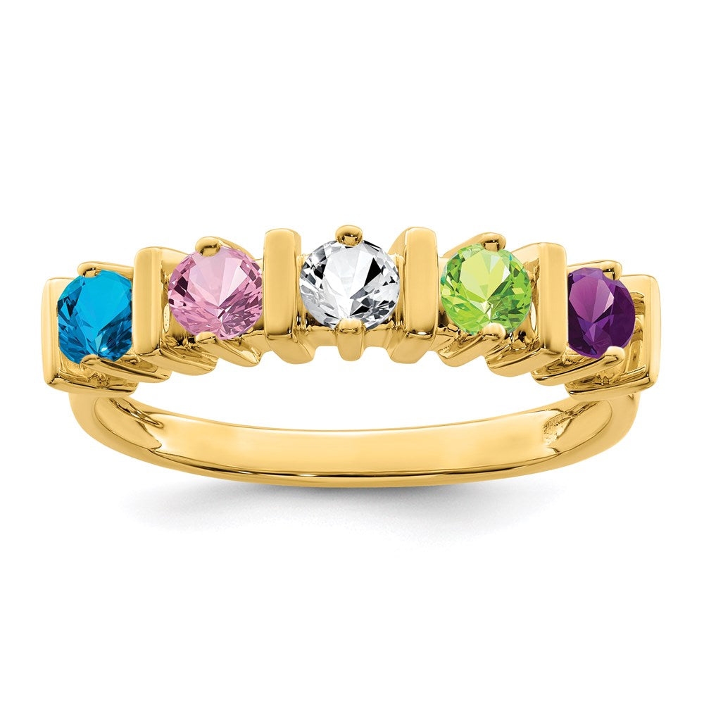 14k Genuine 5 Stone Mother's Ring - 3