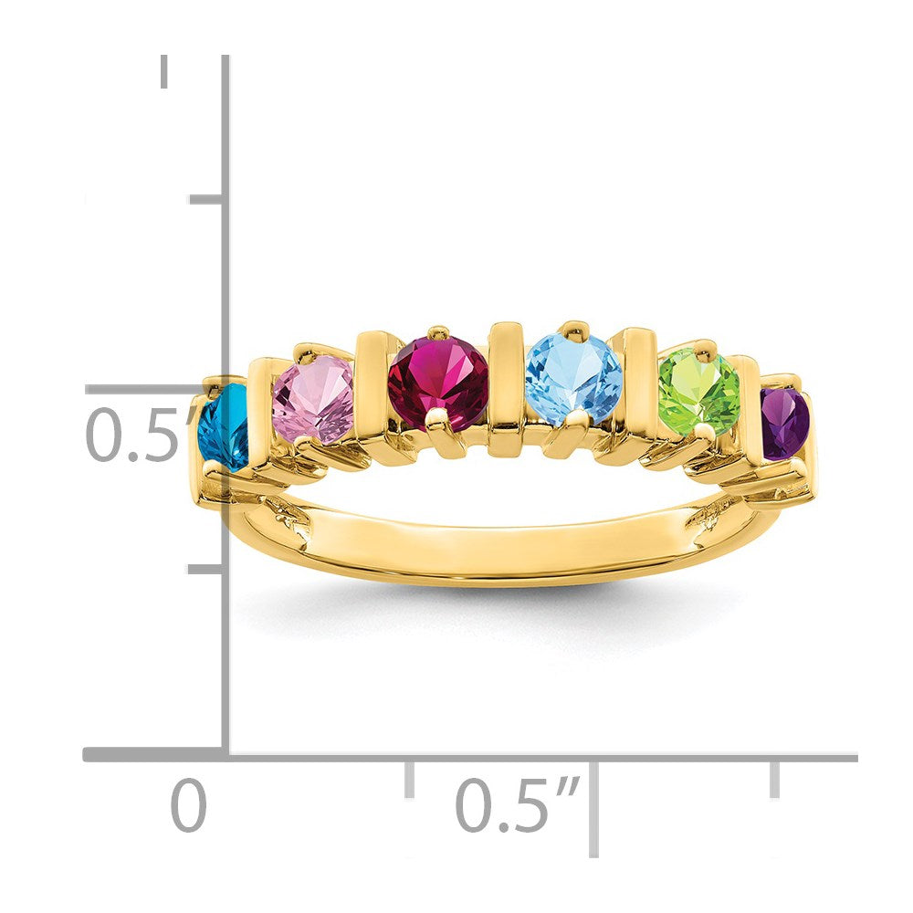 14k Genuine 6 Stone Mother's Ring