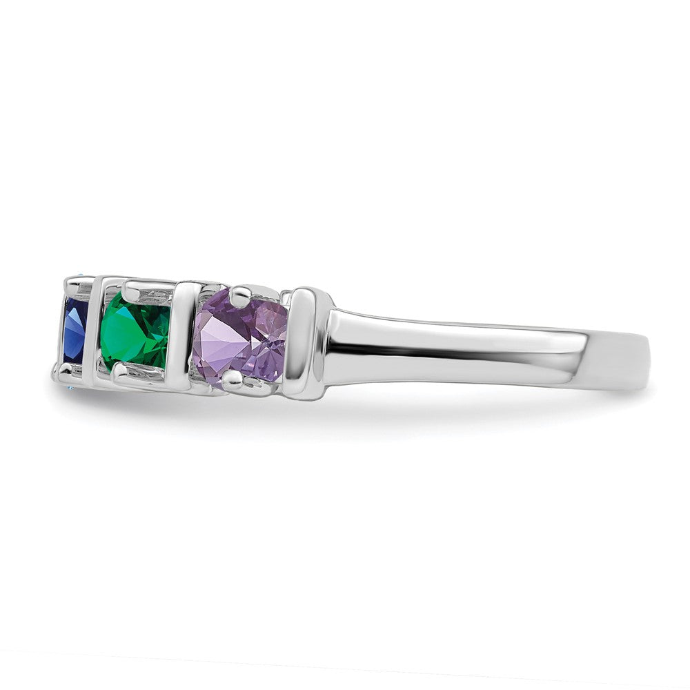 14k White Gold Synthetic Family Jewelry Ring - 46