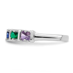 14k White Gold Synthetic Family Jewelry Ring - 46