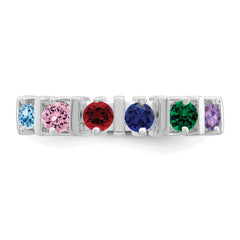 Sterling Silver Rhodium-plated Synthetic 6 Stone Mother's Ring - 18