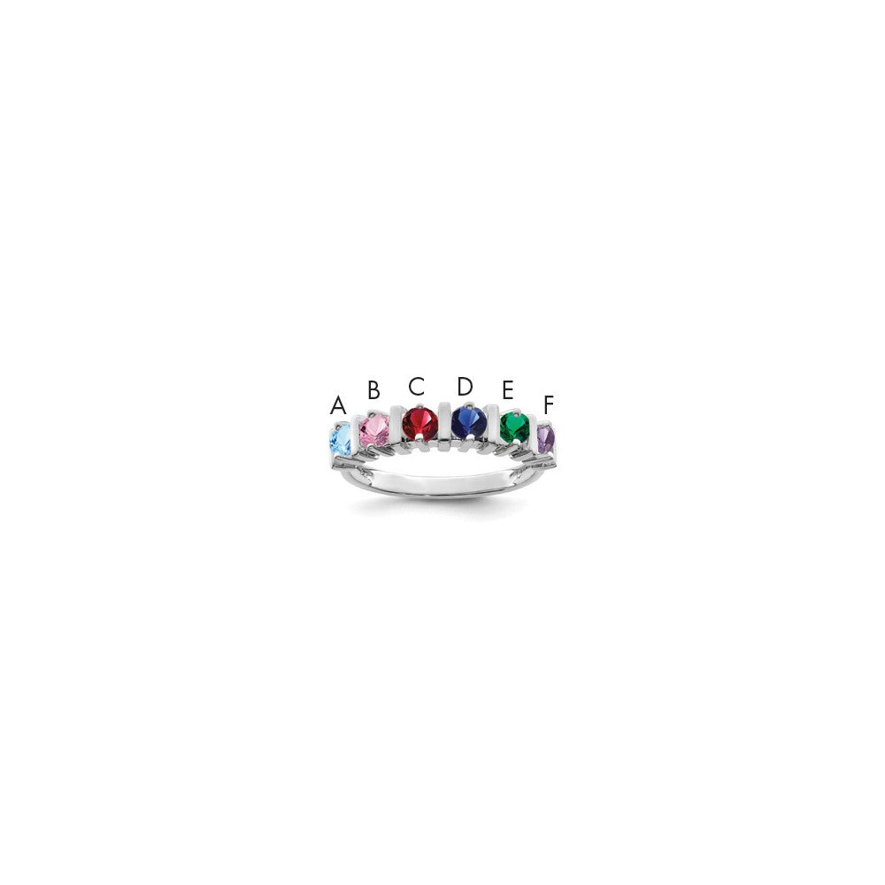 14k White Gold Synthetic Family Jewelry Ring - 46